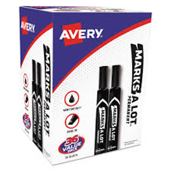 Avery MARKS A LOT Large Desk Style Permanent Marker Value Pack Broad Chisel Tip Black 36 Pack