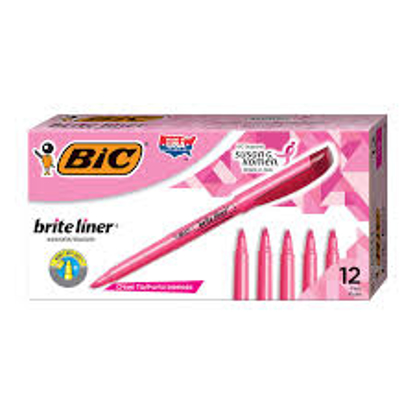 BIC Brite Liner Highlighter Chisel Tip Fluorescent Pink 12ct