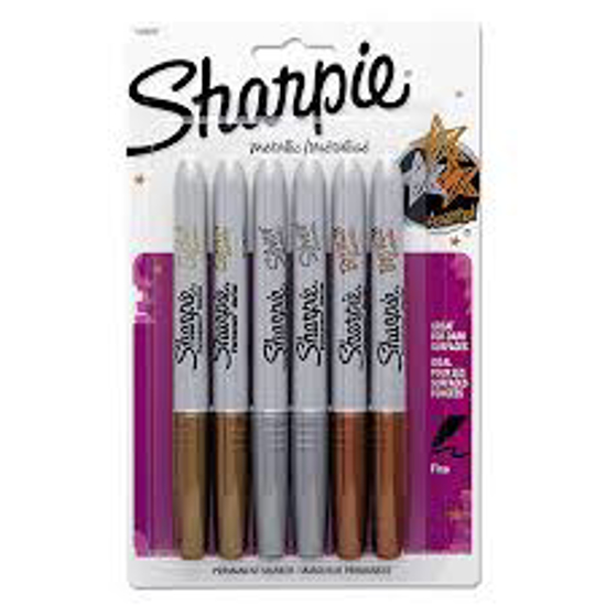 Sharpie Metallic Permanent Markers Bullet Tip Assorted Colors 6pk
