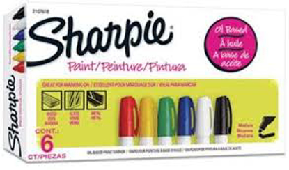 Sharpie Permanent Paint Marker Medium Bullet Tip Assorted Colors 6 Pack