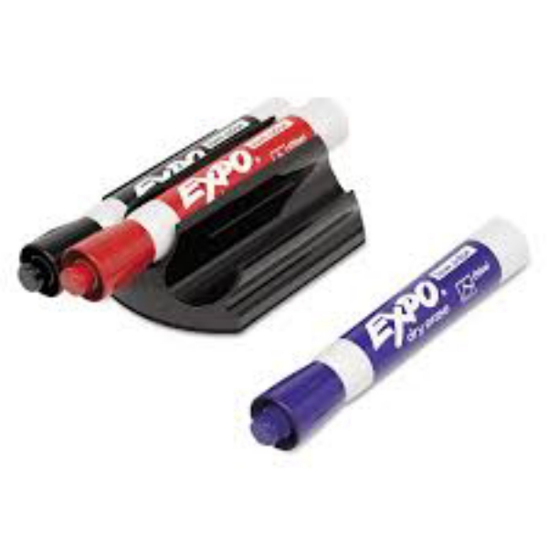 Expo Magnetic Clip Eraser with Markers Chisel Assorted 3 Markers per Pack