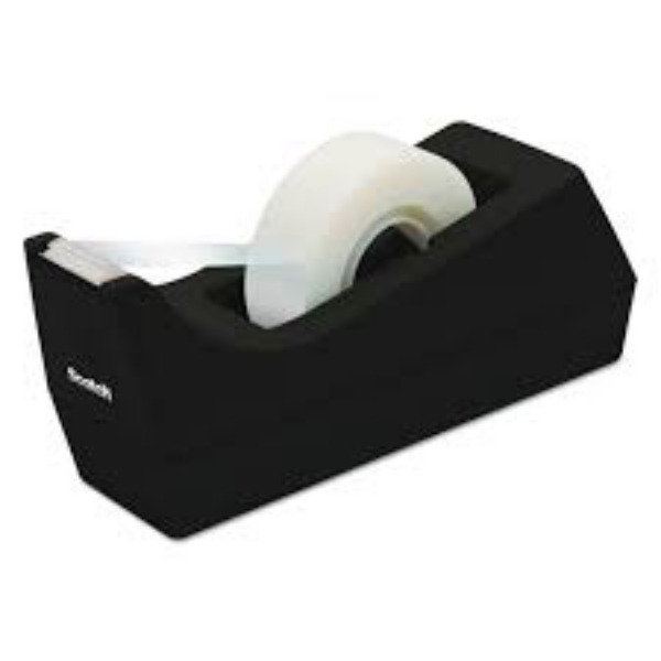 Scotch Desktop Tape Dispenser 1" Core Weighted Non Skid Base Black