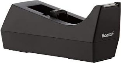 Scotch Deluxe Desktop Tape Dispenser Attached 1" Core Heavily Weighted Black