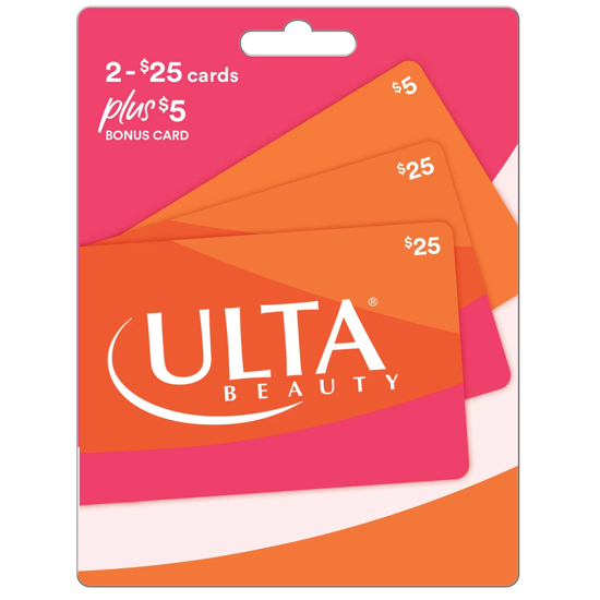 Ulta Cosmetics $55 Value Gift Cards 2 x $25 Plus $5 Bonus