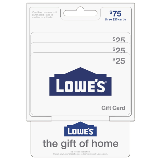 Lowe's $75 Value Gift Cards 3 x $25