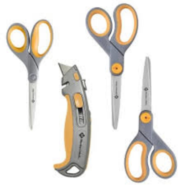 Member's Mark Heavy Duty Scissor & Box Cutter 4 Piece Set Choose Color