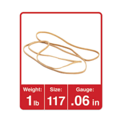 Universal Rubber Bands Size 117 0.06" Gauge Beige 1 lb Box 210 Pack