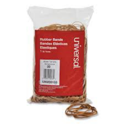 Universal Rubber Bands Size 33 0.04" Gauge Beige 1 lb Box 640 Pack