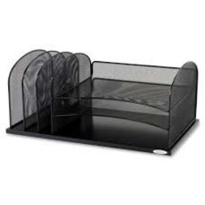 Safco 5 Section Horizontal Mesh Desk Organizers Black