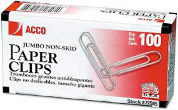Acco Nonskid Paper Clips Jumbo 10 packs of 100