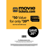 MovieTickets.com $50 Value Gift Cards 2 x $25