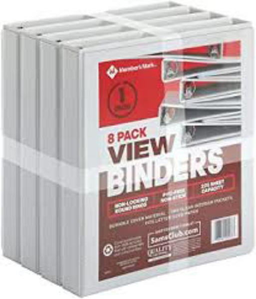 Member's Mark 1 Round Ring View Binder White 8 pk