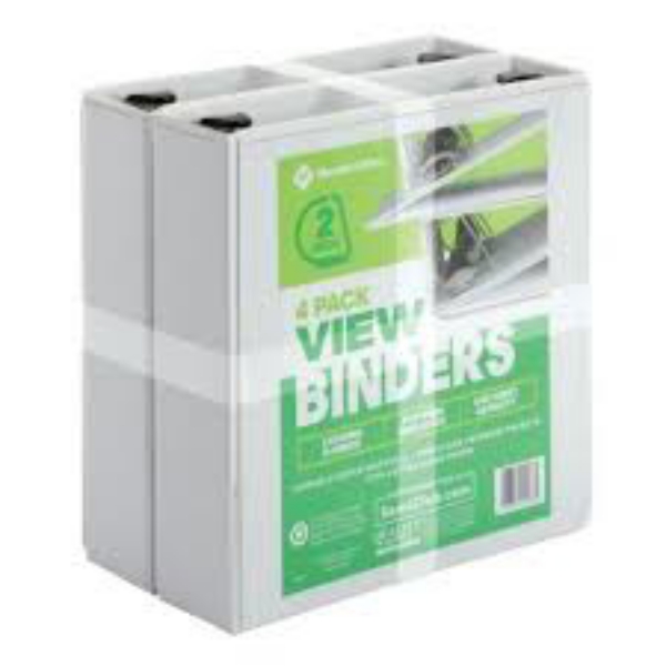Member's Mark 2 D Ring View Binder White 4 pk