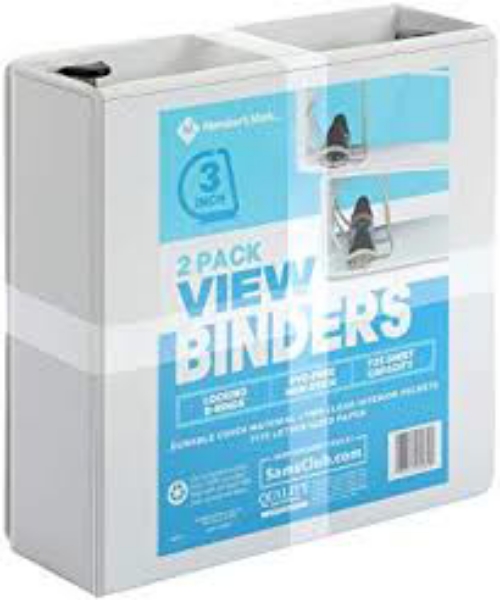 Member's Mark 3 D Ring View Binder White 2 pk