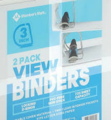 Member's Mark 3 D Ring View Binder White 2 pk