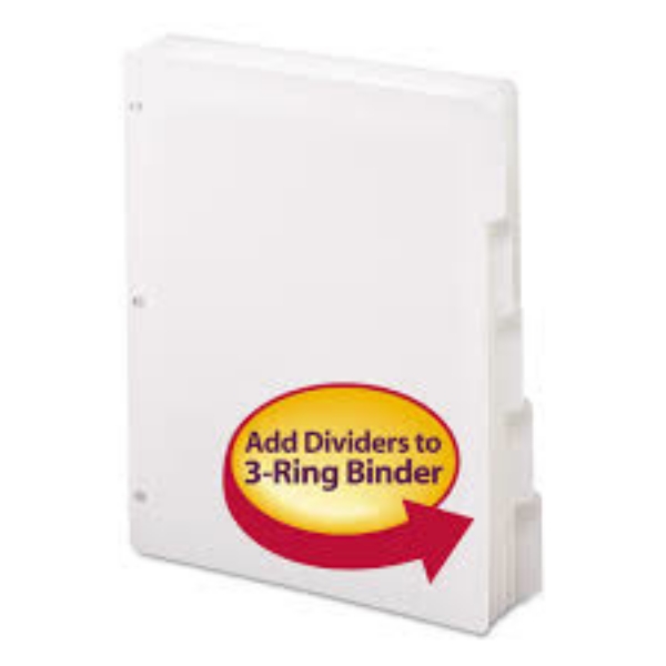 Smead Three Ring Binder Index Divider 5 Tab White