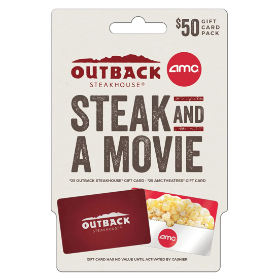 Outback & AMC Dinner and a Movie $50 Value Gift Cards - 2 x $25