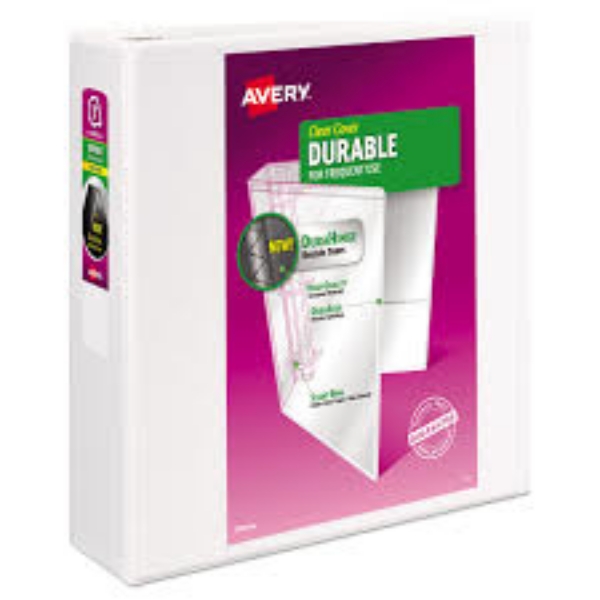 Avery Durable View Binder with DuraHinge and Slant Rings 3 Rings 0.5 Capacity 11 x 8.5 White