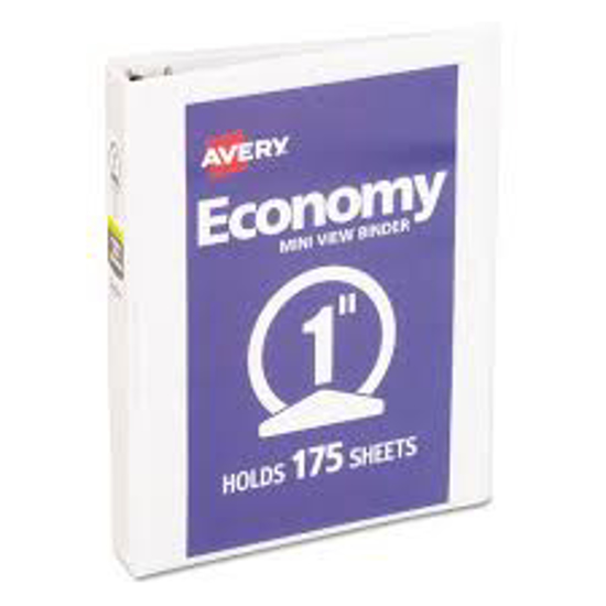 Avery Economy View Binder with Round Rings  3 Rings 1 Capacity 8.5 x 5.5 White