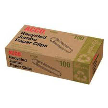 ACCO Recycled Paper Clips 90% Recycled Smooth Jumbo 100 Box 8 Pack