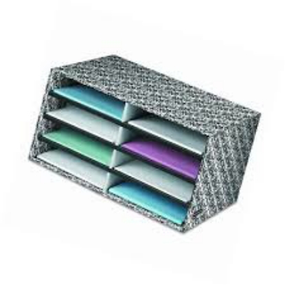 Bankers Box Decorative Eight Compartment Literature Sorter Letter Size White Black Brocade
