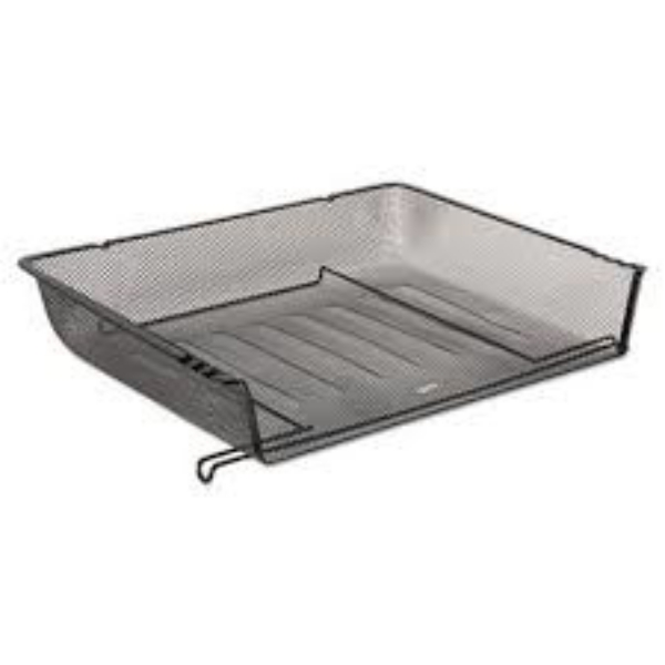Rolodex Nestable Mesh Stacking Side Load Letter Tray Wire Black