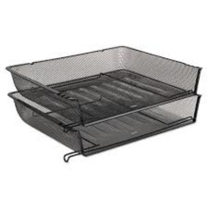 Rolodex Nestable Mesh Stacking Side Load Letter Tray Wire Black