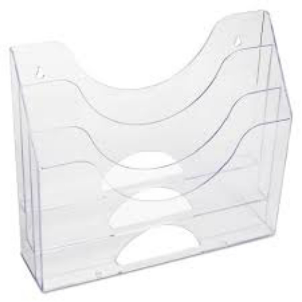 Rubbermaid 3 Pocket File Folder Organizer Plastic 13" x 3 1/2" x 11 1/2" Clear