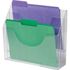 Rubbermaid 3 Pocket File Folder Organizer Plastic 13" x 3 1/2" x 11 1/2" Clear