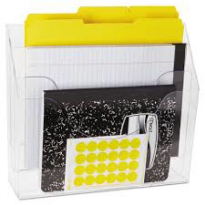 Rubbermaid 3 Pocket File Folder Organizer Plastic 13" x 3 1/2" x 11 1/2" Clear