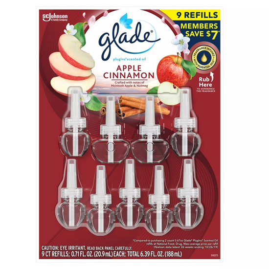Glade PlugIns Scented Oil Refill, Essential Oil Infused Wall Plug In 6.39 fl. oz. 9 ct.