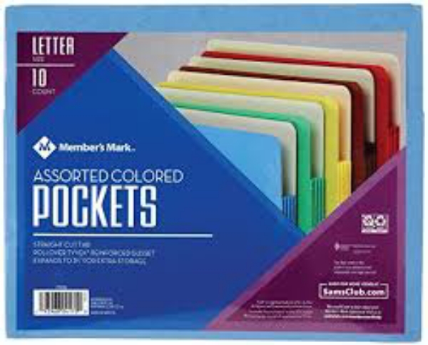 Member's Mark Color File Pockets Letter 10 PK