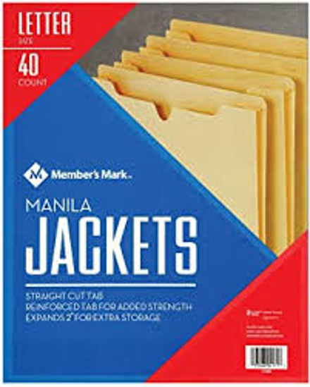 Member's Mark Manila File Jackets Letter 40 PK