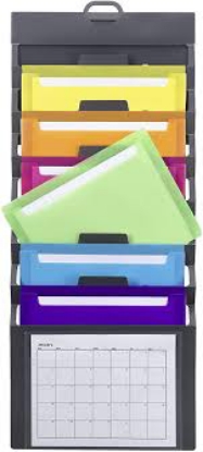 Smead Cascading Wall Organizer Gray with 6 Bright Color Pockets 14 1/4 x 33 Letter