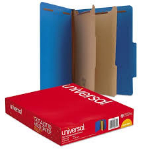 Universal Pressboard Classification Folders Six Section Letter Cobalt Blue 10 ct