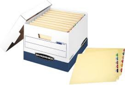 Bankers Box STOR FILE Storage Box with Lift off Lid White Blue Letter Legal 4 per carton