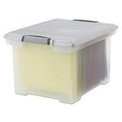 Storex Portable File Tote w Locking Handle Storage Box Clear Letter Legal