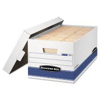 Bankers Box STOR FILE Storage Box with Locking Lid White Blue Letter 4 Carton