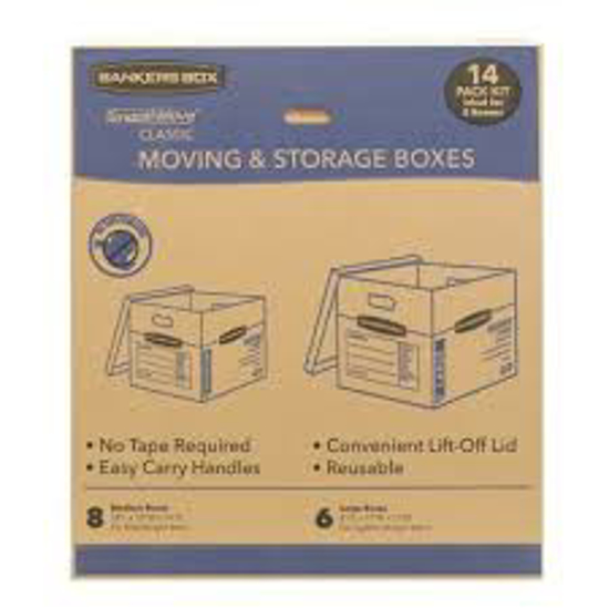 Bankers Box SmoothMove Classic 14 Box Kit 8 Medium 6 Large