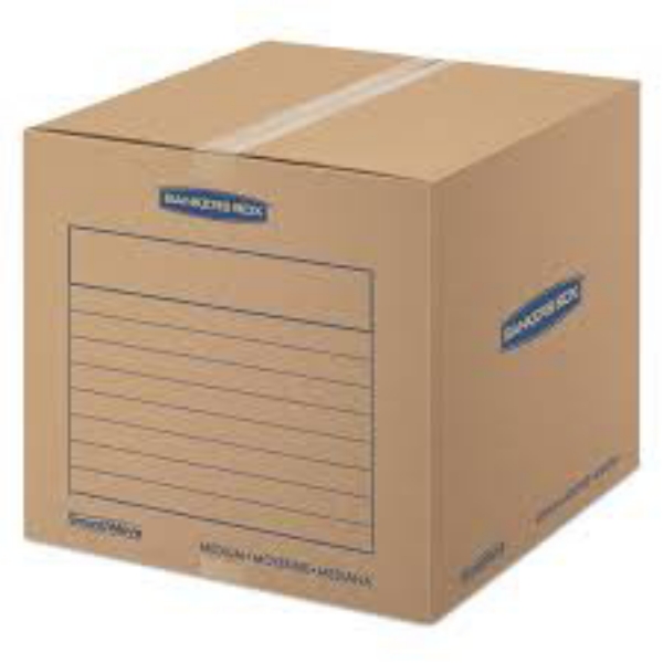 Bankers Box SmoothMove Basic Medium Moving Boxes Kraft Black 18 1/4 x 18 1/4 x 16 3/8 20 ct