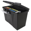 Storex Portable File Storage Box with Organizer Lid Letter Legal Black