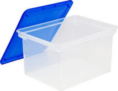 Storex Plastic File Tote with Snap On Lid