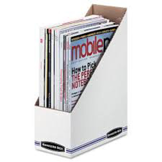 Bankers Box Corrugated Cardboard Magazine File White 4"W x 9 1/4"D x 11 3/4"H 12 Carton