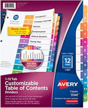 Avery Customizable TOC Ready Index Multicolor Dividers 12 Tab Letter