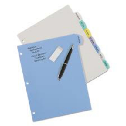 Avery Write and Erase Big Tab Durable Plastic Dividers 3 Hold Punched 8 Tab 11 x 8.5 Assorted 1 Set
