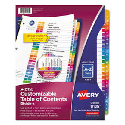 Avery Customizable TOC Ready Index Multicolor Dividers 26 Tab Letter