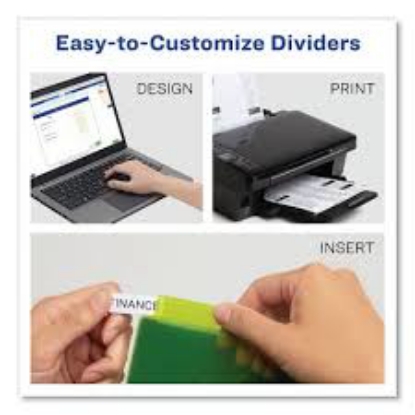 Avery Insertable Big Tab Plastic 1 Pocket Dividers 8 Tab 11.13 x 9.25 Assorted 1 Set