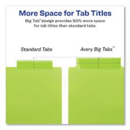 Avery Insertable Big Tab Plastic 1 Pocket Dividers 8 Tab 11.13 x 9.25 Assorted 1 Set