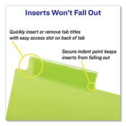 Avery Insertable Big Tab Plastic 1 Pocket Dividers 8 Tab 11.13 x 9.25 Assorted 1 Set