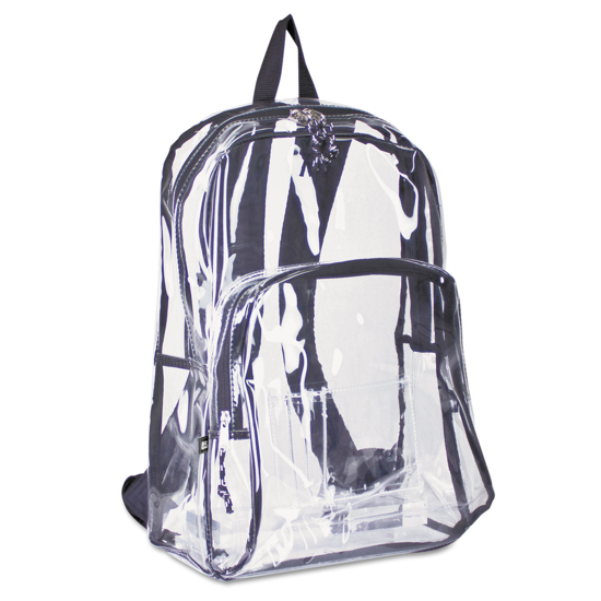 Eastsport Backpack PVC Plastic 12 1/2 x 5 1/2 x 17 1/2 Clear Black